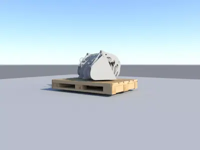Grab-Shovel wooden pallet with piece of wood on top Low-poly 3D model