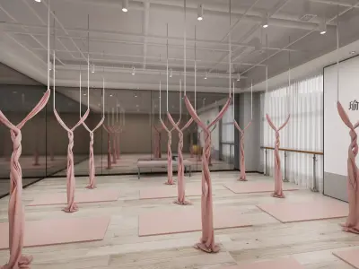 Dance yoga classroom Low-poly 3D model