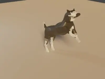 Low Poly 3d Wolf dog on lamp post Low-poly 3D model