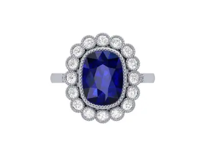 Cushion Solitaire Art deco Ring 3D print model shop