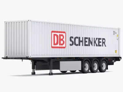 Chassis Semi Trailer with DB Schenker Shipping Container 3D model