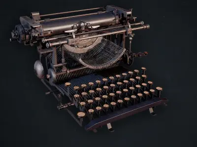 Underwood Typewriter No5 Low-poly 3D model