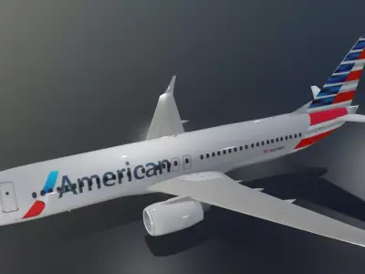 American Airlines Boeing 737-800 low poly  Low-poly 3D model