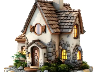 Whimsical Fairy Tale Home Stylized Fantasy House 3D model