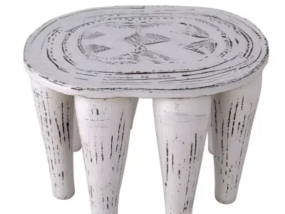 Antique White Nupe Stool 3D model