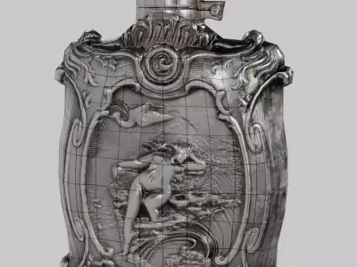 Silver Medieval Flask Potion Low Poly  PBR x2 Diffuse textures Low-poly 3D model