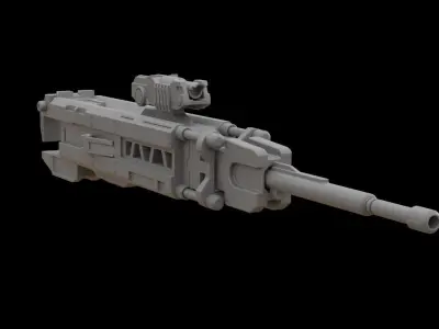 Mecha hard surface sniper rifle 3D model