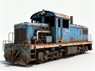 Realistic 1990s Rail Shunter Locomotive 3D Model Low-poly 3D model