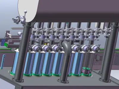 Liquid filling machine assembly line 3D model