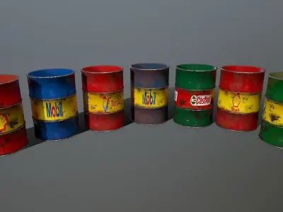 Barrel oil barrels Low-poly 3D model