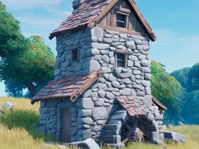 FREE Windmill and Village Buildings Pack Free low-poly 3D model