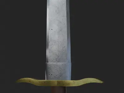 Realistic  Sword - Steel and Gold Low-poly 3D model