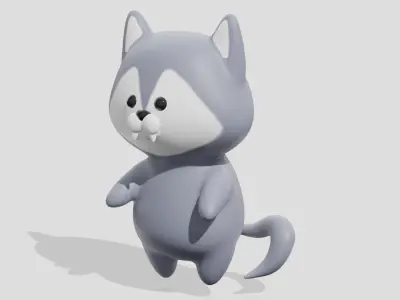 Cute little gray wolf  3D model