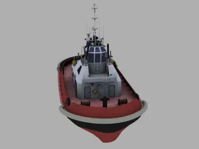 Tugboat industrial Low-poly 3D model