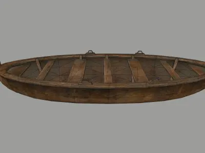 boat 2 old wooden Low-poly 3D model