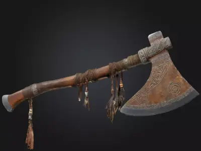 Ornate Tribal Axe 3D model