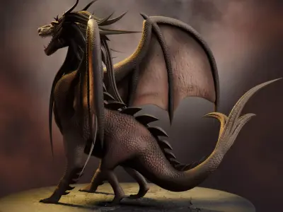 3D dragon fantasy art Free 3D model