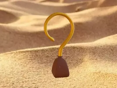 Golden Pirate Hook low-poly game ready Low-poly 3D model