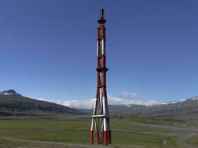 Industrial Flare Stack Low-poly 3D model