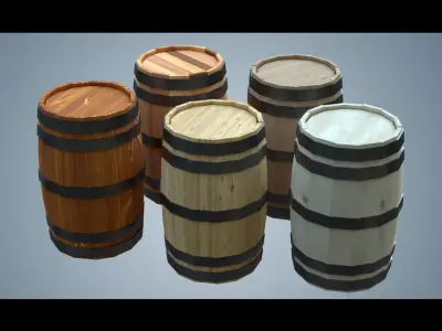 Wooden Barrel  Low-poly 3D model