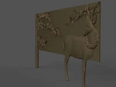 Buffet with Deer  Carving Model 3D print model