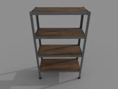 Shelf metal industrial rack Low-poly 3D model