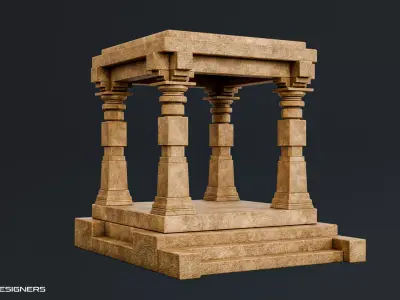 Ancient Stone Pavilion Ruin Low-poly 3D model
