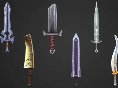 Stylized Weapons Collection Low-poly 3D model