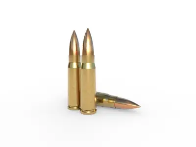 762 -39 mm M43 Soviet Ammo Low-poly 3D model