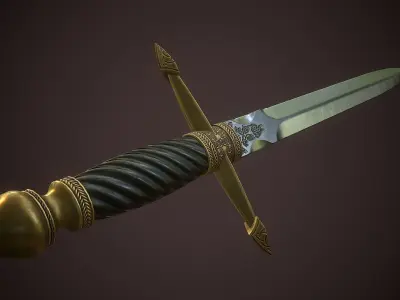 Medieval Dagger - game ready model Low-poly 3D model