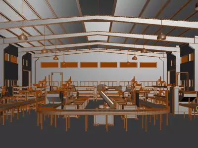 Factory production line 3D model shop