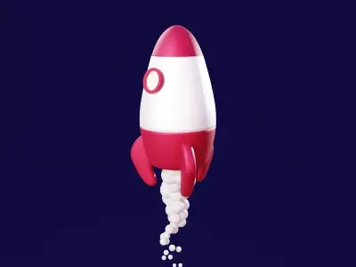 Low Poly 3D Cartoon Rocket Game ready model spaceship 3D model