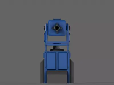 PBR Turret Gun 01 Blue Low-poly 3D model