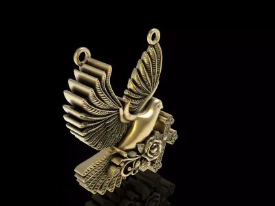 Pigeon Rose Cross Pendant 3D print model