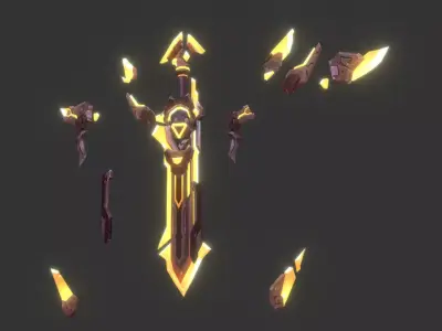 Danbee360 Lowpoly Handpaint TextureSword 003 Low-poly 3D model
