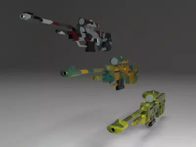 Snipper gun with scope Low-poly 3D model