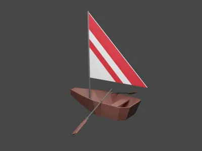 Boat with sail Low-poly 3D model