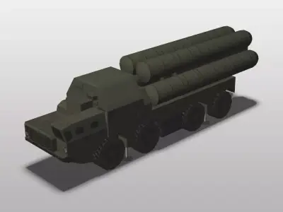 S-300 military vehicle with missiles Low-poly 3D model