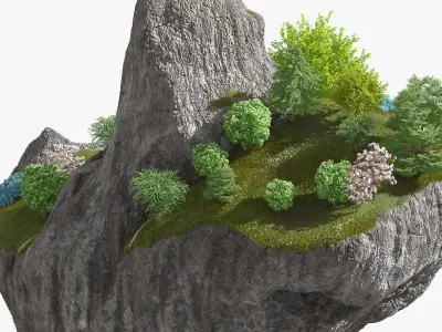 Floating Forest Cliff 3D model