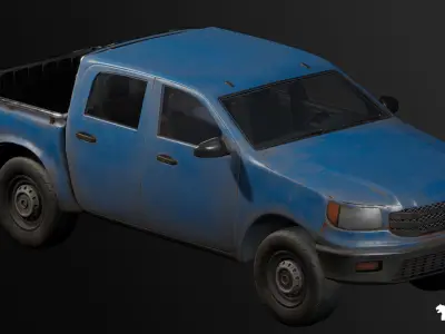 Pickup Truck - Rigged and BP Controllable Low-poly 3D model