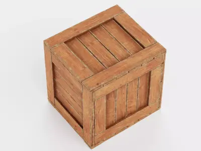 Wooden Crate V7 - Storage Box with Packaging Icons 3D model
