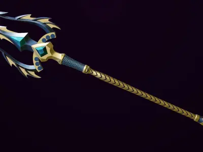  4 Fantasy Tridents All PBR Unity UE Textures Included 