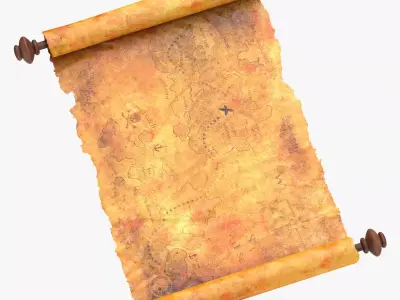 Scroll Open With Pirate Map 02 1 3D model