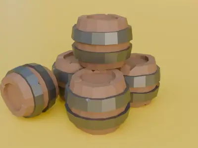Low Poly Stylized Barrels Free low-poly 3D model
