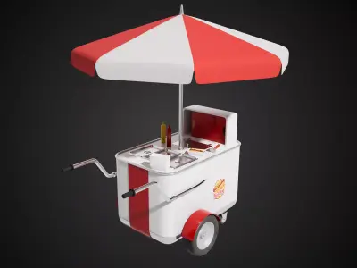  American Hotdog Cart Prop Low-poly 3D model