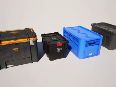  Storage Crate Boxes Low-poly 3D model