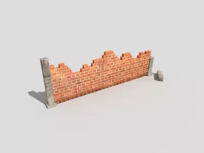 low poly broken wall Low-poly 3D model purchase
