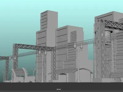 High production  quality railway station  3D model