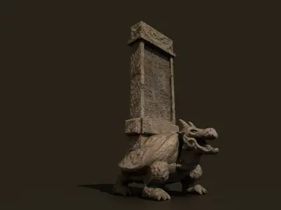 temple stone dragonturtle Low-poly 3D model