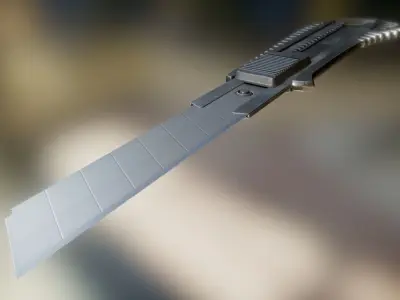 Box Cutter Lowpoly Stainless Steel - Gameready - PBR Textures Low-poly 3D model